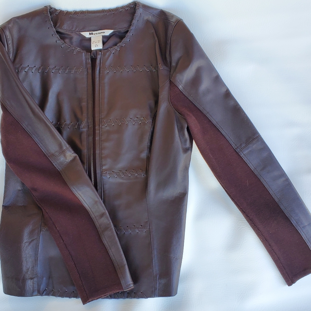Brown Leather and knit jacket - Nygard Collection